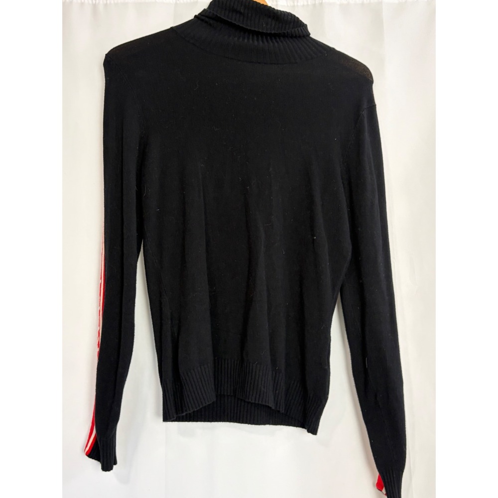 Harley-Davidson Womens Black Turtleneck Sweater Red Side Stripe Logo Small